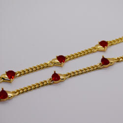 Prémiumékszer Webáruház Goldfilled Antiallergén Piros Köves Arany Színű Női Nyaklánc 40-44CM / 4M (G013)