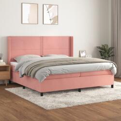 vidaXL Pat box spring cu saltea, roz, 200x200 cm, catifea (3132644)