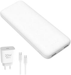 Platinet Power Bank 10000 mAh + adapter 20W Power Delivery + USB-C/USB-C vezeték 1m fehér PL0587 (PL0587)