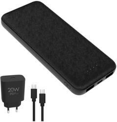 Platinet Power Bank 10000 mAh + adapter 20W Power Delivery + USB-C/USB-C vezeték 1m fekete PL0586 (PL0586)
