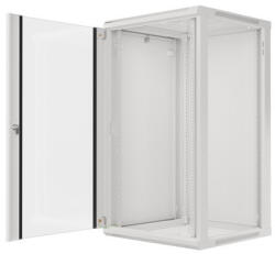 Lanberg 19" fali rack szekrény 22U/600X600 üvegajtó, lapraszerelt, szürke V2 (WF01-6622-10S) - mzona