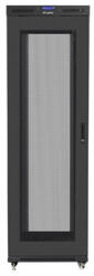 Lanberg 19" szabadon álló rack szekrény 42U/800X1200 perforált ajtó, lapraszerelt, LCD kijelző, fekete V2 (FF01-8242-23BL)