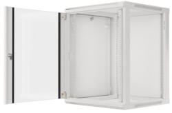 Lanberg 19" fali rack szekrény 15U/600X600 üvegajtó, lapraszerelt, szürke V2 (WF01-6615-10S)