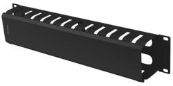 Lanberg 19" 2U kábelrendező levehető fedéllel, átvezető nyílással, fekete (AK-1705-B) - mzona