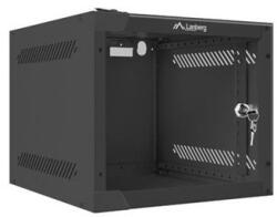 Lanberg 10" fali rack szekrény 4U/280X310, üvegajtó, lapraszerelt, fekete (WF10-2304-10B)