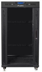 Lanberg 19" szabadon álló rack szekrény 22U/600X800 üvegajtó, lapraszerelt, LCD kijelző, fekete V2 (FF01-6822-12BL) - mzona