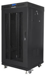 Lanberg 19" szabadon álló rack szekrény 22U/600X600 perforált ajtó, lapraszerelt, LCD kijelző, fekete V2 (FF01-6622-23BL) - mzona