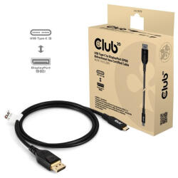 Club 3D USB Type-C - DisplayPort 2.1 VESA DP80 M/M kétirányú kábel - 1m (CAC-1559)