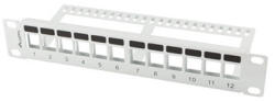 Lanberg Üres patch panel 12 port 1U 10" tehermentesítővel, szürke (PPKS-9112-S) - mzona