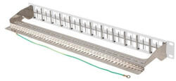 Lanberg Üres patch panel 48 port 1U 19" FTP, árnyékolt, tehermentesítővel, szürke (PPKS-1248-S) - mzona