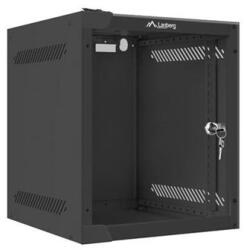 Lanberg 10" fali rack szekrény 6U/280X310, üvegajtó, lapraszerelt, fekete (WF10-2306-10B) - mzona