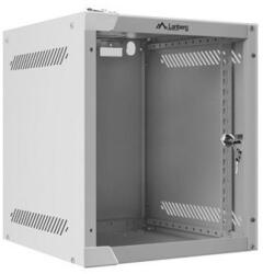 Lanberg 10" fali rack szekrény 6U/280X310, üvegajtó, lapraszerelt, szürke (WF10-2306-10S) - mzona