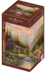 Schmidt Spiele 1000 db-os fa puzzle - Mountain Backdrop with Stream, Thomas Kinkade (59799) (59799)