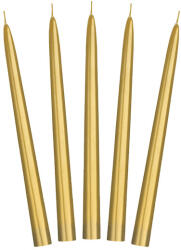 PartyDeco Metál arany hosszúkás gyertya 24 cm 10db/csomag