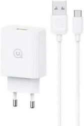 USAMS SC USB-A 18W hálózati töltő + USB-A - USB micro kábel fehér (SCXLTZ01)