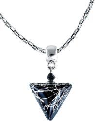 Lampglas Elegáns nyaklánc Black Marble Triangle tiszta ezüsttel a Lampglas NTA2 gyöngyben