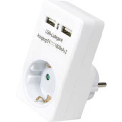 LogiLink Hálózati USB töltő konnektor adapter, 2 USB aljzattal 115-230V/AC max. 2x1000 mA LogiLink PA0112