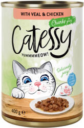 Catessy 12x400g Catessy falatok borjú & csirke szószban nedves macskatáp