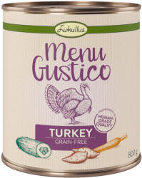 Lukullus 6x800gLukullus "Menu Gustico" - Pulyka, édesburgonya, cukkini & sárgarépa nedves konzerv kutyatáp