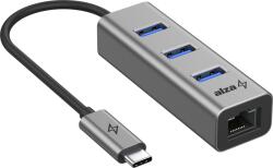 AlzaPower Metal USB Hub USB-C (M) to 3× USB-A 3.0 (F) + RJ45, asztroszürke (APW-HCA3AL1Yv2)