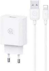 USAMS SC USB-A 18W hálózati töltő + USB-A - Lightning kábel fehér (SCXLTZ03) (SCXLTZ03)