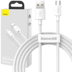 Baseus Simple Wisdom Micro USB - USB kábel, 2.1A, 1.5m (fehér) 2 db