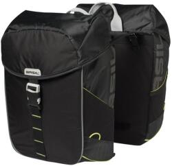 Basil dupla táska Miles Double Bag, Universal Bridge System, fekete lime - bringaboard