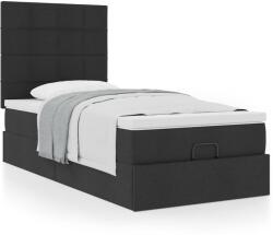 vidaXL Ottomán ágy matraccal fekete 90x200 cm szövet (3313128)
