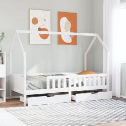 vidaXL tömör fenyőfa gyerekágykeret fiókokkal 90 x 200 cm (3302033)