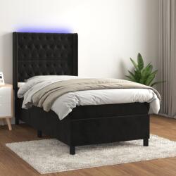 vidaXL fekete bársony rugós és LED-es ágy matraccal 100x200 cm (3139729)