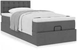 vidaXL Ottomán ágy matraccal sötét szürke 90x200 cm szövet (3311595)