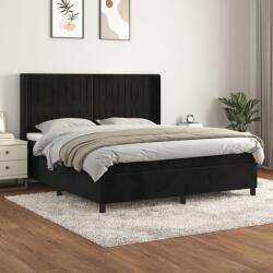 vidaXL fekete bársony rugós ágy matraccal 160x200 cm (3132809)