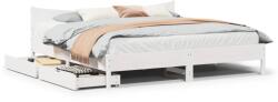 vidaXL fehér tömör fenyőfa ágykeret fiókkal 180 x 200 cm (3301897)