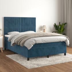vidaXL sötétkék bársony rugós ágy matraccal 140x200 cm (3143149)