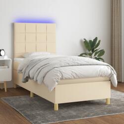 vidaXL krémszínű szövet rugós és LED-es ágy matraccal 80 x 200 cm (3135394)