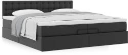 vidaXL Ottomán ágykeret matracokkal Fekete 200x200cm műbőr (3311323)