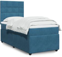 vidaXL kék bársony rugós ágy matraccal 90 x 200 cm (3294542)