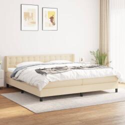 vidaXL krémszínű szövet rugós ágy matraccal 200 x 200 cm (3130062)