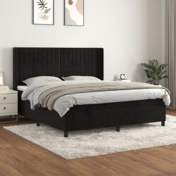 vidaXL fekete bársony rugós ágy matraccal 180x200 cm (3132815)