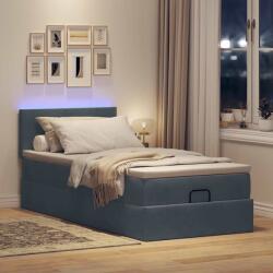 vidaXL Ottomán ágykeret matraccal Sötét szürke 100x200cm bársony (3312531)
