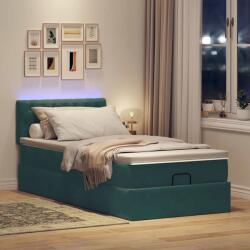 vidaXL sötétzöld bársony ottomán ágy matraccal & LED-ek 90x200 cm (3312671)