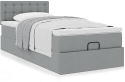 vidaXL Ottomán ágy matraccal világosszürke 90x200 cm szövet (3311594)