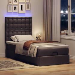 vidaXL sötétbarna szövet ottomán ágy matraccal & LED-ek 90x200 cm (3314144)