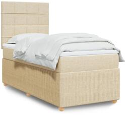 vidaXL krémszínű szövet rugós ágy matraccal 90 x 190 cm (3294216) - vidaxl
