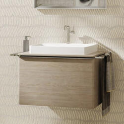 Hansgrohe Xelu Q Mosdószekrény 780/550 fiókkal, ráültetett mosdótálakhoz, króm fogantyú/természetes tölgy 54056000 (54056000)