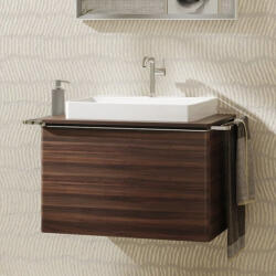 Hansgrohe Xelu Q Mosdószekrény 780/550 fiókkal, ráültetett mosdótálakhoz, króm fogantyú/sötét dió 54057000 (54057000)