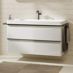 Hansgrohe Xelu Q Mosdószekrény mosdóhoz 1180/475 két fiókkal, matt fekete fogantyú/magasfényű fehér 54035670 (54035670)