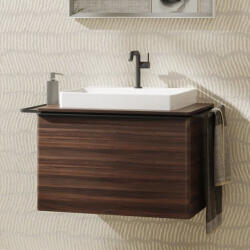Hansgrohe Xelu Q Mosdószekrény 780/550 fiókkal, ráültetett mosdótálakhoz, matt fekete fogantyú/sötét dió 54057670 (54057670)