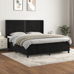 vidaXL fekete bársony rugós ágy matraccal 160x200 cm (3132629)