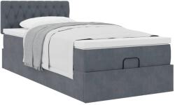 vidaXL Ottomán ágykeret matraccal sötétszürke 90x200cm bársony (3311820) - vidaxl